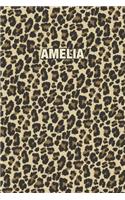 Amelia: Personalized Notebook - Leopard Print (Animal Pattern). Blank College Ruled (Lined) Journal for Notes, Journaling, Diary Writing. Wildlife Theme Des