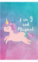 I Am 9 And Magical: Unicorn 9th Birthday Celebration Diary For Girls