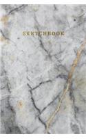 Sketchbook: Marble + Gold Blank Notebook - 110 Pages Unruled Journal for Drawing Doodling Journaling Writing Notes - 8.5 X 11 Matte Softback Cover