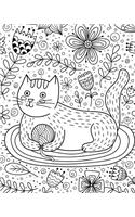 Journal Notebook Cute Cat in Flowers Pattern 2: 172 Page Blank Journal 8 x 10 Size, Unlined For Journaling, Writing, Planning or Doodling.(33 Artsy Plain Journals)