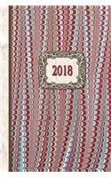 2018 Diary Red Green Marble Design: 13 Months & Week to Page Planner 130 Pages 6x 9 with Contacts - Password - Birthday Lists & Notes