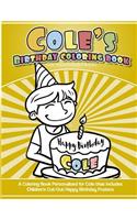 Cole's Birthday Coloring Book Kids Personalized Books