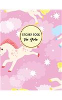 Sticker Book for Girls: Unicorn Blank Sticker Book 100 Pages Large Size