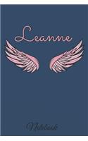 Leanne Notebook: A beautiful personalized angel wings soft cover notebook with 100 lined pages in 6x9 inch format. Personal Diary Personalized Journal Customized Jou