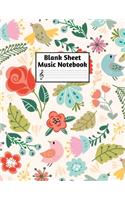 Blank Sheet Music Notebook: Easy Blank Staff Manuscript Book Large 8.5 X 11 Inches Musician Paper Wide 12 Staves Per Page for Piano, Flute, Violin, Guitar, Trumpet, Drums, Cell