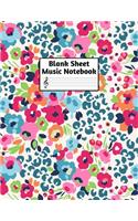 Blank Sheet Music Notebook: Easy Blank Staff Manuscript Book Large 8.5 X 11 Inches Musician Paper Wide 12 Staves Per Page for Piano, Flute, Violin, Guitar, Trumpet, Drums, Cell