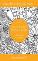 Color & fold origami boxes - 15 floral-pattern boxes with lids