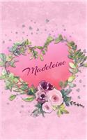 Madeleine: Personalized Small Journal - Gift Idea for Women & Girls (Pink Floral Heart Wreath)