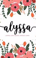 Alyssa: Journal - Diary - Agenda - Tagebuch - Diario: 150 pages paginas seiten pagine: Modern Florals First Name Notebook in Coral, Pink & Orange on White A