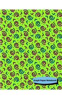 Graph Paper Notebook: 80s 90s Retro Themed - 5x5 Ruled - Large (8.5" x 11") 120 pages - Green with Pink and Blue Spirals