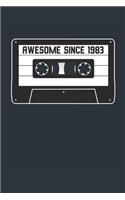 Awesome Since 1983 - Blank Lined Journal, Notebook, Diary, Planner - Vintage 36th Birthday Gift For 36 Years Old Men and Women - Retro Mixtape: Medium College-Ruled Journey Diary, 110 page, Lined, 6x9 (15.2 x 22.9 cm)