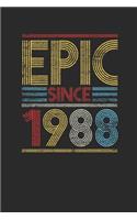 Epic Since 1988: Graph Paper Notebook (6" x 9" - 120 pages) Birthday Themed Notebook for Daily Journal, Diary, and Gift