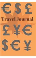 Travel Journal (Diary, Notebook): Orange Fall Inspired Leaf Foreign Currency Themed Travel Journal, Notebook and Diary. 6"x9" 120 Lined Pages.