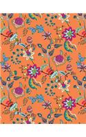 My Big Fat Bullet Journal Chinoiserie Pattern on Orange: Jumbo Sized Graph Design Bullet Notebook Journal - 300 Plus Numbered Pages with 300 Graph Style Grid Pages, 6 Index Pages and 2 Key Pages in Large 8