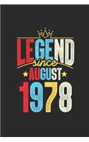 Legend Since August 1978: Graph Ruled Notebook - Journal 41st Birthday for Woman and Men