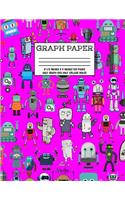 Graph Paper: Notebook Cute Robot Robotic Pattern Magenta Cover Half College Ruled Half 5x5 Graphing Paper Composition Book Cute Pattern Cover Graphing Paper Comp