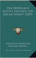 Das Erweislich Alteste Zeugniss Fur Die Aechtheit (1829)