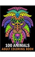 100 Animals Adult Coloring Book