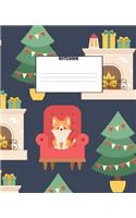 Notebook: Christmas Dog Holiday Themed Wide Ruled 120 Page Composition Notebook