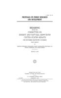 Proposals on energy research and development