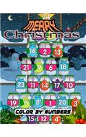 Merry Christmas Color By Numbers: a beautiful colouring book with Christmas designs on a black background, for gloriously vivid colours