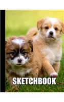 Sketchbook: Cute Puppies Dogs Cover Design - White Paper - 120 Blank Unlined Pages - 8.5" X 11" - Matte Finished Soft Cover