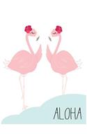 Aloha: Flamingo in love on white cover and Dot Graph Line Sketch pages, Extra large (8.5 x 11) inches, 110 pages, White paper, Sketch, Draw and Paint(3 Flamingo in Love on White Notebook)