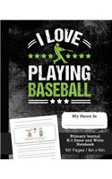 Baseball Primary Journal K-2 Draw and Write Notebook, 100 pages, 8in. X 10in.