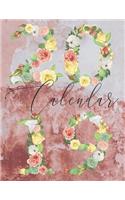 2019 Calendar: Floral Numbers with Inspirational Quotes on Rusty Paint Wall