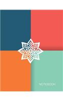 Notebook: Big Mandala On Cover Notebook Journal Diary, 110 Dashed lines pages, 8.5" x 11", Date on top(3 Mandala Notebook Cover6)
