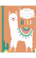 Llama Composition: Wide Rule - Orange - Llama Composition Notebook - School Composition - 8.5 inches x 11 inches