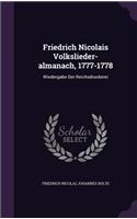 Friedrich Nicolais Volkslieder-almanach, 1777-1778