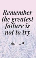 Remember, the greatest failure is not to try