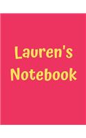 Lauren's Notebook: Pink Cover, College Ruled, 100 Sheets, 8.5" x 11" (Letter Size), White Paper(61 Women's Custom Names)