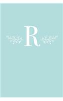 R: 110 College-Ruled Pages (6 x 9) - Light Blue Monogram Journal and Notebook with a Simple Floral Emblem - Personalized Initial Letter Journal - Monog
