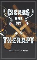 Cigars Are My Therapy: Zigarren Notizbuch Planer Tagebuch Schreibheft (Punktraster / Dot Grid, 120 Seiten, 15,2 x 22.9 cm, 6" x 9") Geschenk Für Raucher & Genießer - Perfe