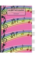 Music Notebook Wide Staff: Rainbow Music Note on Staves/Blank Music Sheet Notebook, Staff Paper, Music Manuscript Paper,6 Large Staves per page,8.5"x11",100 Pages, For Boys, G