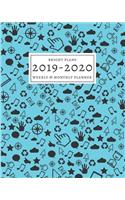 2019-2020: 16-Month Weekly and Monthly Planner/Calendar Sept 2019-Dec 2020 Fun Music and Computer Icons on Aqua