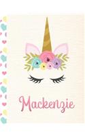 Mackenzie: Personalized Unicorn Sketchbook For Girls With Pink Name - 8.5x11 110 Pages. Doodle, Sketch, Create!