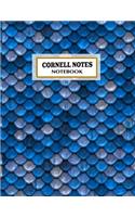 Cornell Notes Notebook: Pretty mermaid blue color Cornell Note Paper Notebook. Cute Girly Large College Ruled Medium Lined Journal Note Taking System for School and Univers