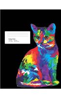 College Ruled Notebook: College Ruled, 8.5 X 11: Vivid Cat Painting Design (Trendy Journals)