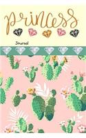 Princess Journal: Cactus Diamonds Writing Diary 6 X 9 Blank 100 Pages Lined Book for Taking Notes and Journaling for Woman, Girls and Teens