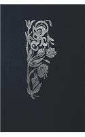 Notebook: Gothic Initial R - Silver on Black - Lined Diary / Journal