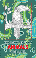 Adult Coloring Book for Mom - Animals - Thick Lines