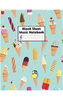 Blank Sheet Music Notebook: Easy Blank Staff Manuscript Book Large 8.5 X 11 Inches Musician Paper Wide 12 Staves Per Page for Piano, Flute, Violin, Guitar, Trumpet, Drums, Cell