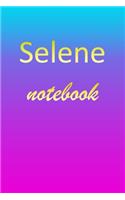 Selene: Blank Notebook - Wide Ruled Lined Paper Notepad - Writing Pad Practice Journal - Custom Personalized First Name Initial S Blue Purple Gold - Taking 