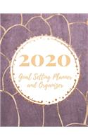 2020 Goal Setting Planner and Organizer: Achieve your Dreams Improve your Productivity and Organize your Life so your Life works for You! Golden abstract design on purple background