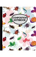 Composition Notebook: Cute Insect bug notebook for kids 7.5" X 9.25" Wide Ruled - 110 Pages