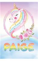 Paige: Paige's Unicorn Personal Custom Named Diary Planner Perpetual Calander Notebook Journal 6x9 Personalized Customized Gift For Someone Who's Surname i