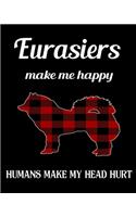 Eurasiers Make Me Happy Humans Make My Head Hurt: Dog Breed Notebook 2020 Monthly Planner Dated Journal 8" x 10" 110 pages